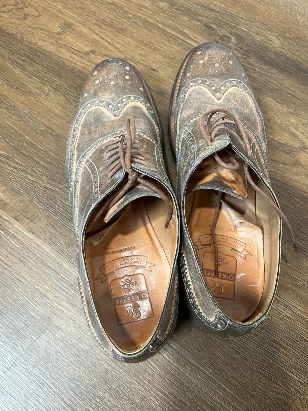 O’Keeffe Brown On Brown Wingtip Lace Up Dress Shoe Size 9
